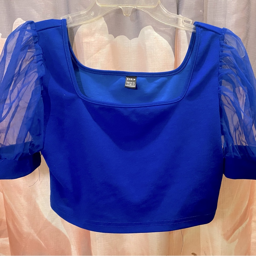 SHEIN royal blue casual crop top, sz small